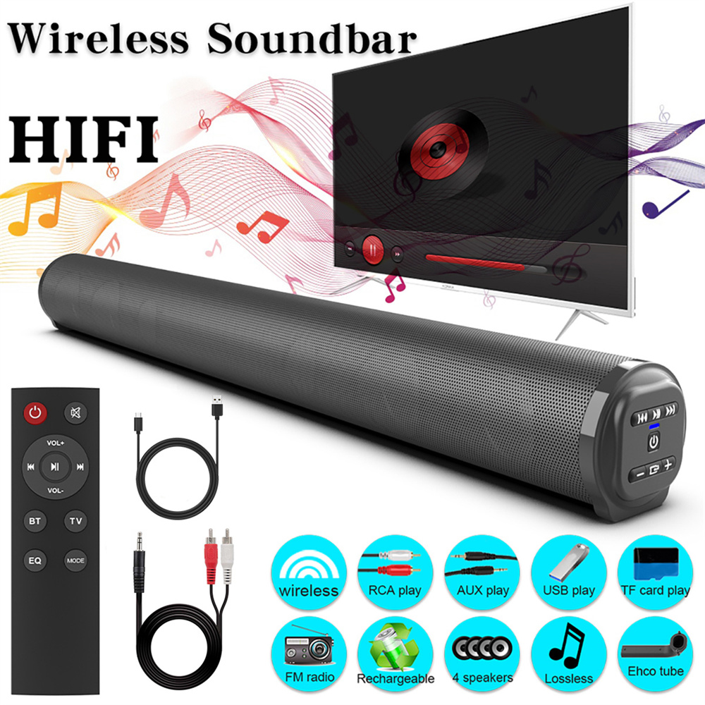 Home Bar And Theater - Sound Bar ระบบเสียงทีวีลําโพงบลูทูธซับวูฟเฟอร์ไร้สายเบสโฮมเธียเตอร์แบบชาร์จไฟได้ลําโพงแบบพกพา
