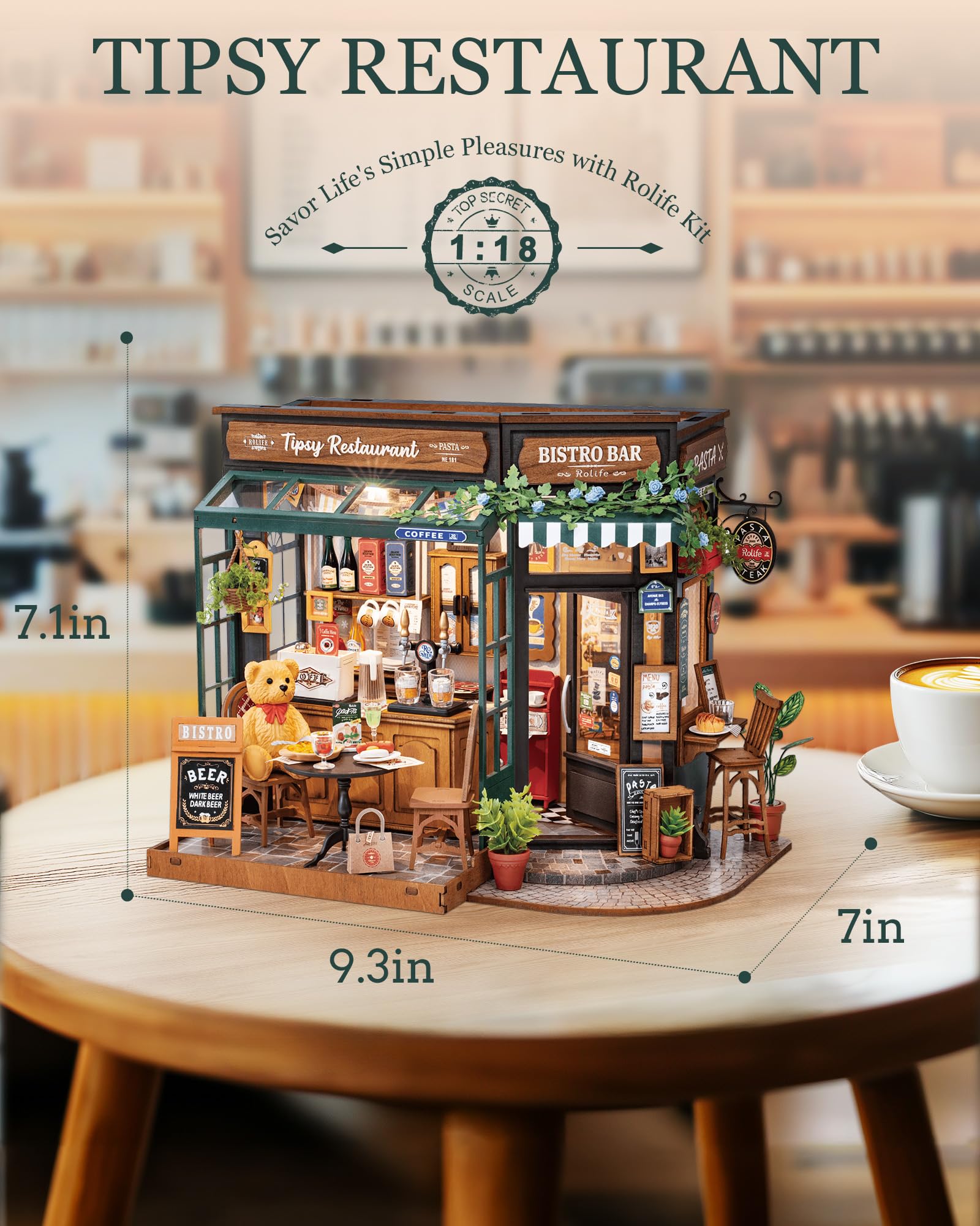 Robotime Rolife Tipsy ร้านอาหา - Home Bar And Restaurant บทวิจารณ์และราคา