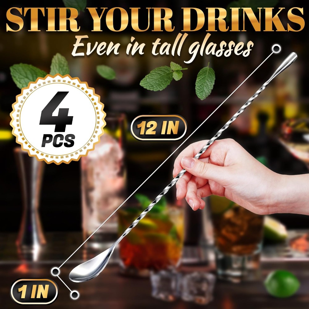 ชุดช้อนบาร์ 4 ชิ้น, ยาว 12 นิ้ - Bar Spoon Twisted บทวิจารณ์และราคา
