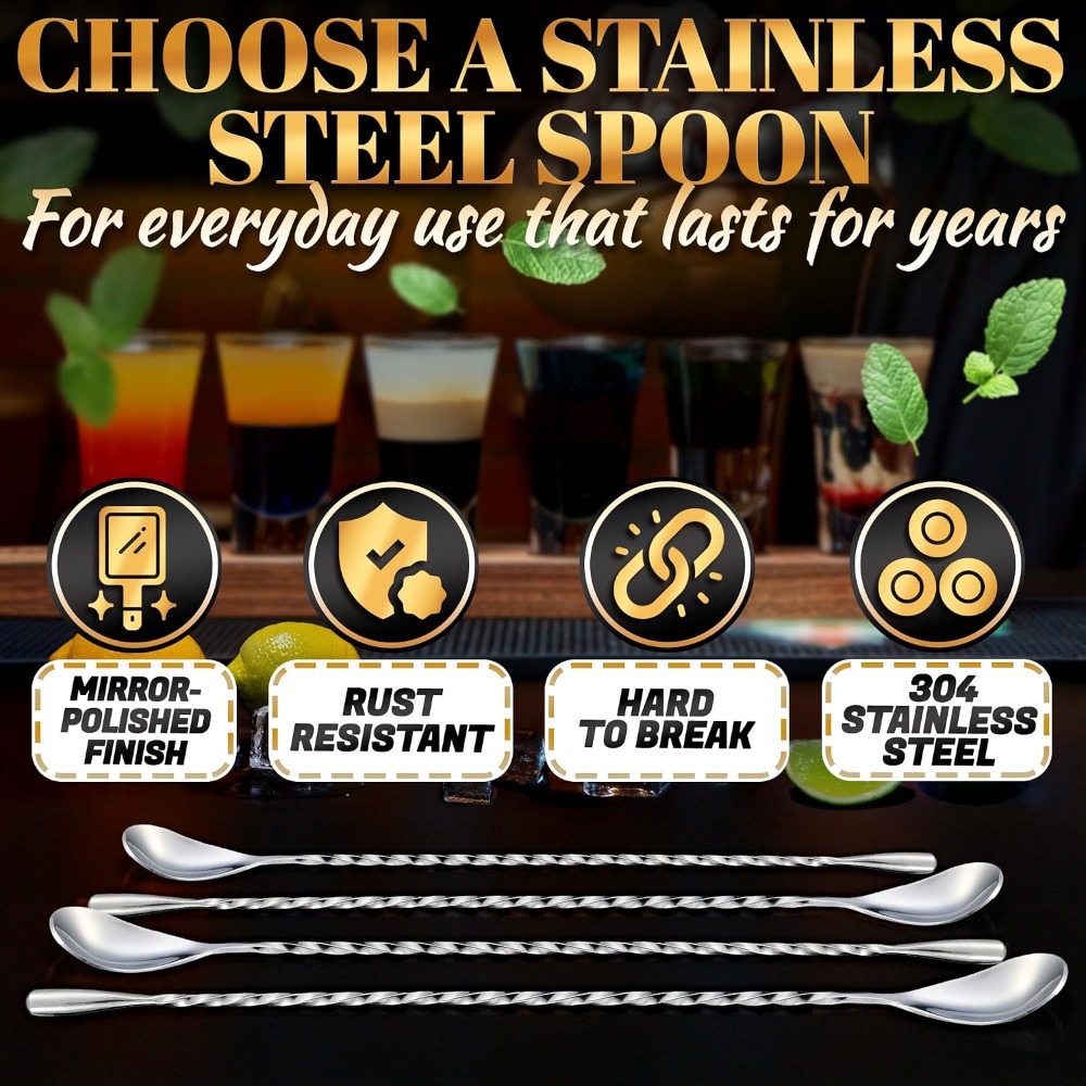 ชุดช้อนบาร์ 4 ชิ้น, ยาว 12 นิ้ - Bar Spoon Twisted บทวิจารณ์และราคา