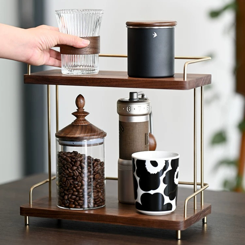 ที่วางแก้ว 2 ชั้น ทำจากไม้แบล็ - Home Bar Shelves บทวิจารณ์และราคา