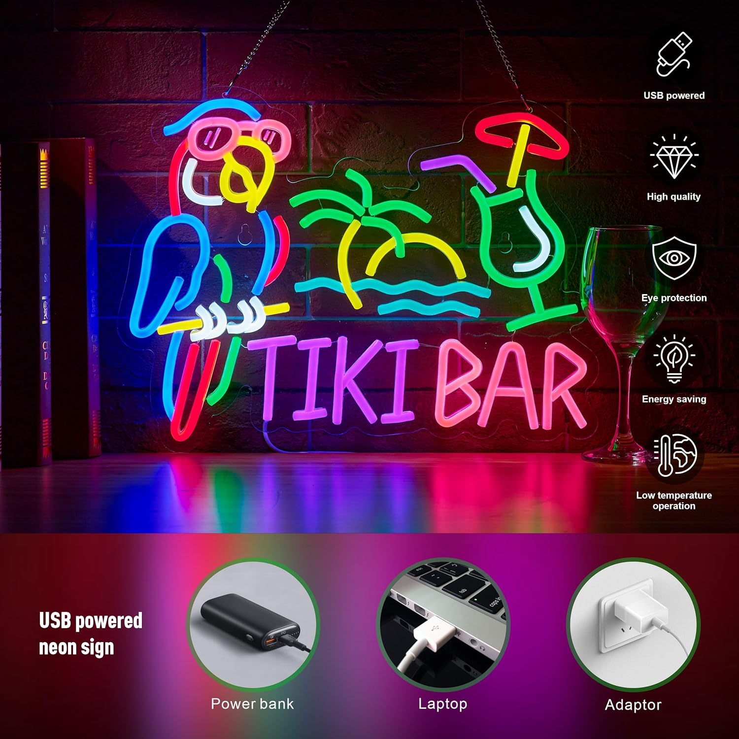 ป้ายไฟนีออนรูปต้นปาล์ม ทิกิ บา - Home Bar Signs บทวิจารณ์และราคา