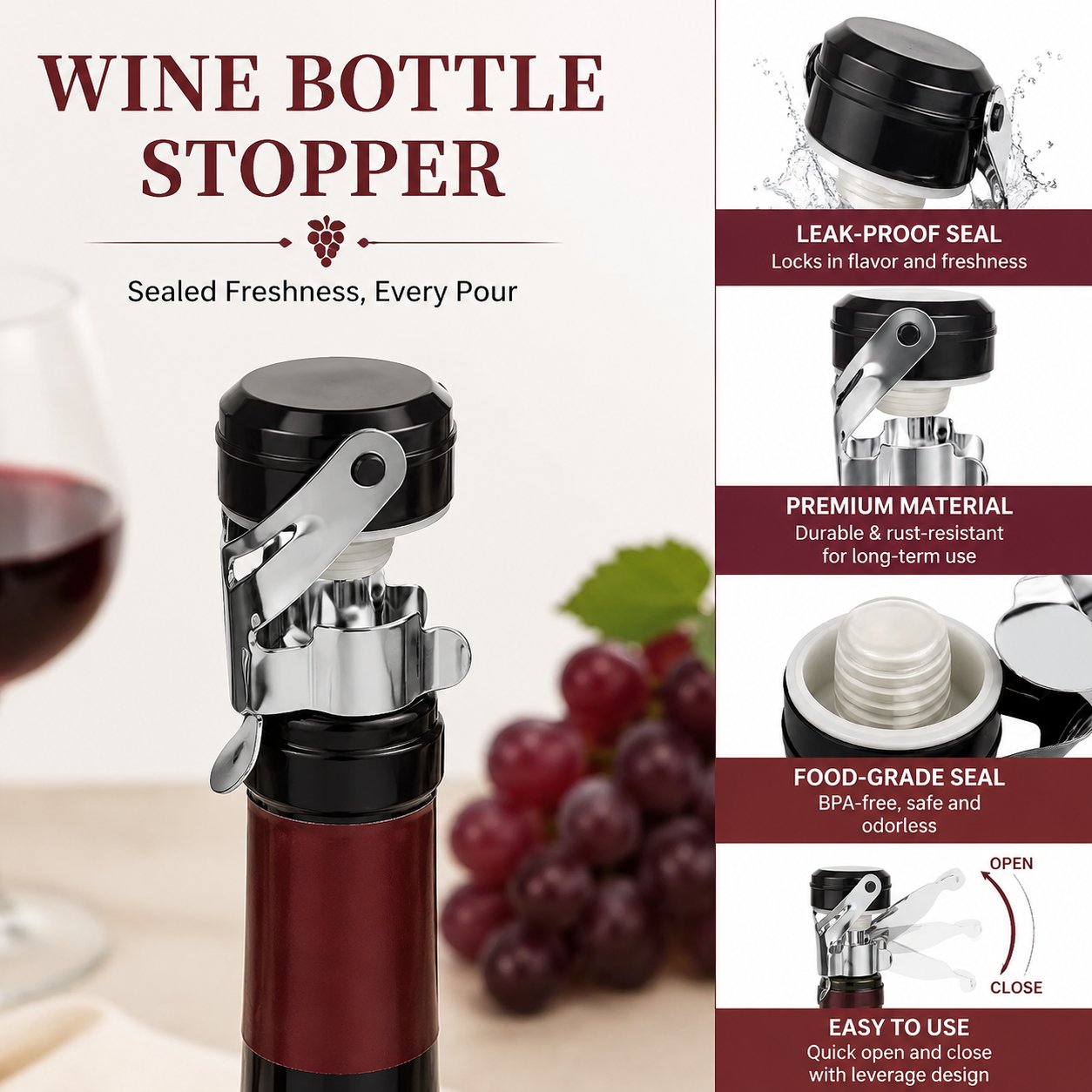 คาบิล็อค 3 ชิ้น ที่ปิดขวดสแตนเ - Wine Preservation Pump บทวิจารณ์และราคา